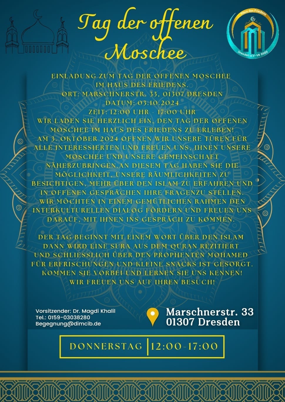Haus des friedens, دار السلام, tag-der-offenen-mosche, workshop